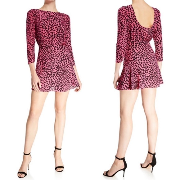 RIXO Kyla Leopard Print Barbiecore Mini Dress XS - Picture 6 of 9